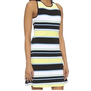 A.L.C. Striped Knit Racerback Mini Dress Black White Blue Yellow Size S‎ 7103D